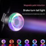Ridstar Bike Brake Light with Turn Signal - Smart Induction Tail Light for Bicycle Night Riding, 9 Modes
