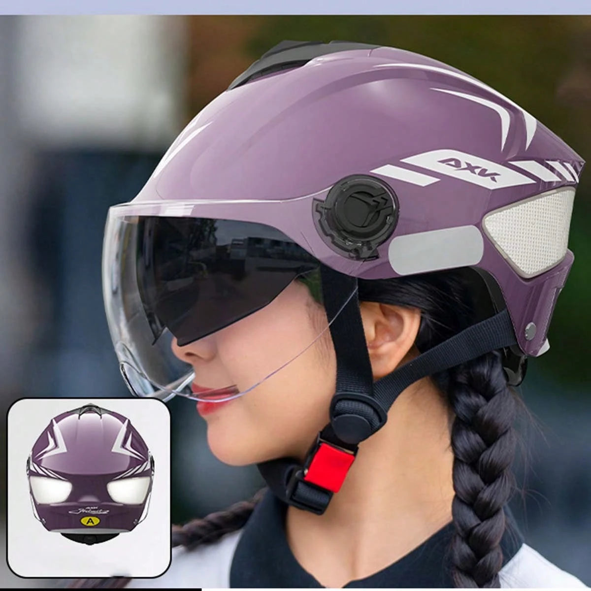 Unisex Electric Scooter & Motorcycle Helmet | Dual Visor + Night Light