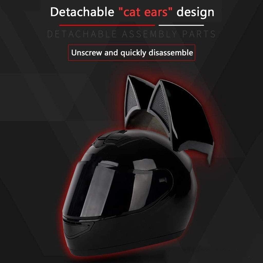 Ridstar DOT Certified Cat Ears Motorcycle Helmet with Visor - Full Face Protection for Men Women