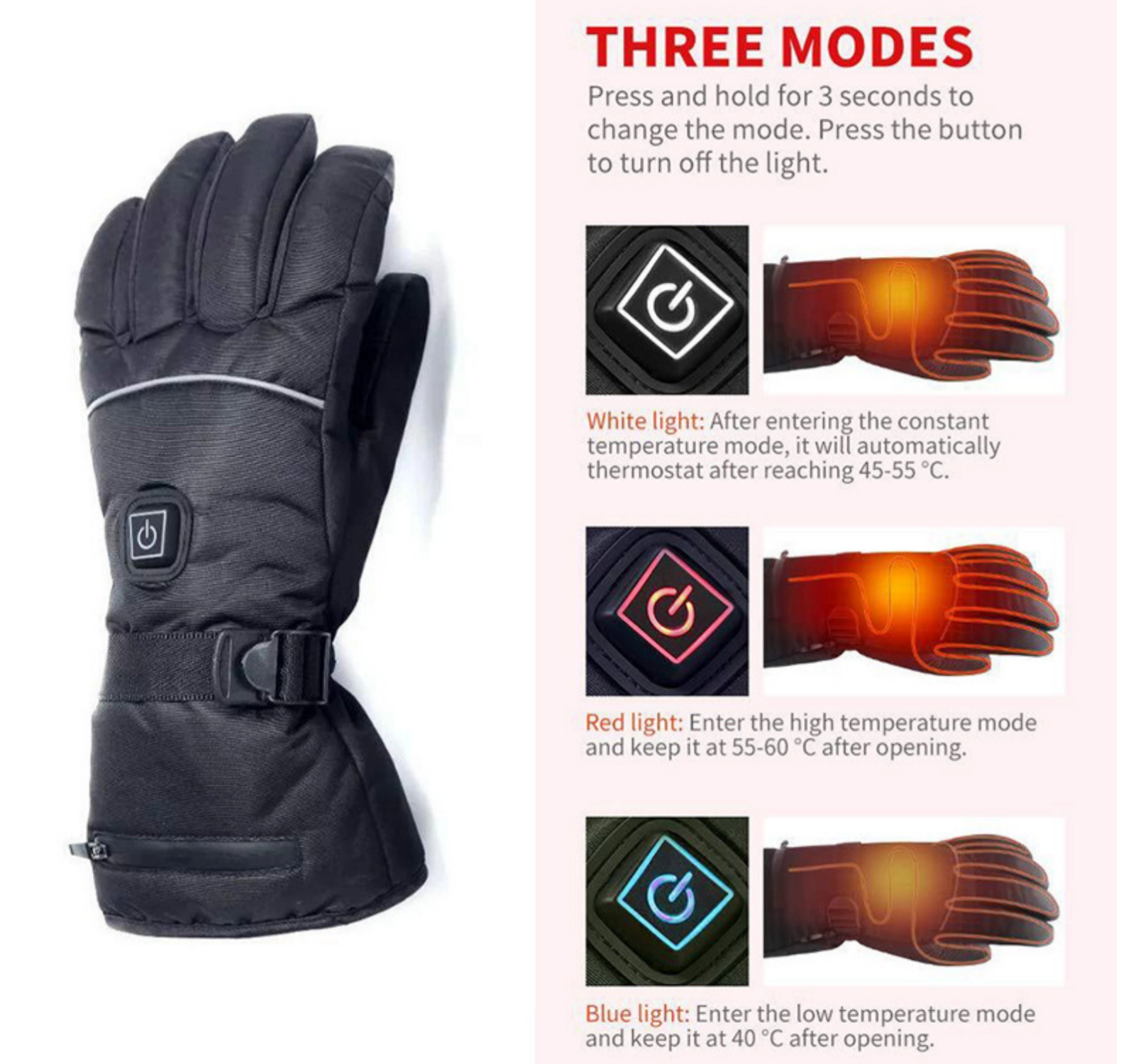Ridstar Smart Heating Gloves - Electric Heating with Three Temperature Controls | Warm Cycling Gloves