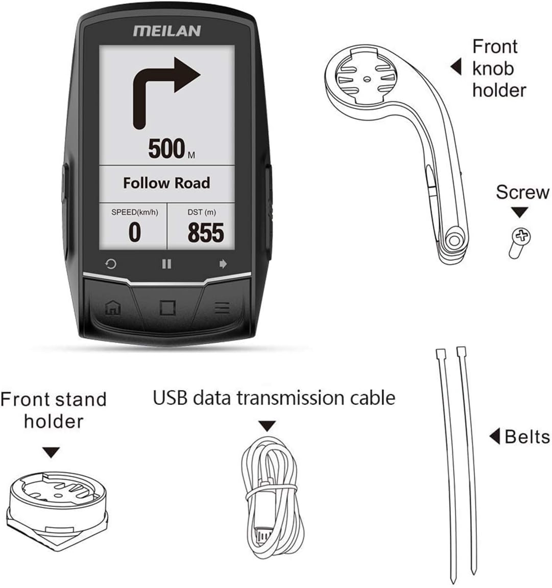 ridstar GPS Bike Computer with Navigation, Bluetooth-Cadence/HR Sensor Connectivity