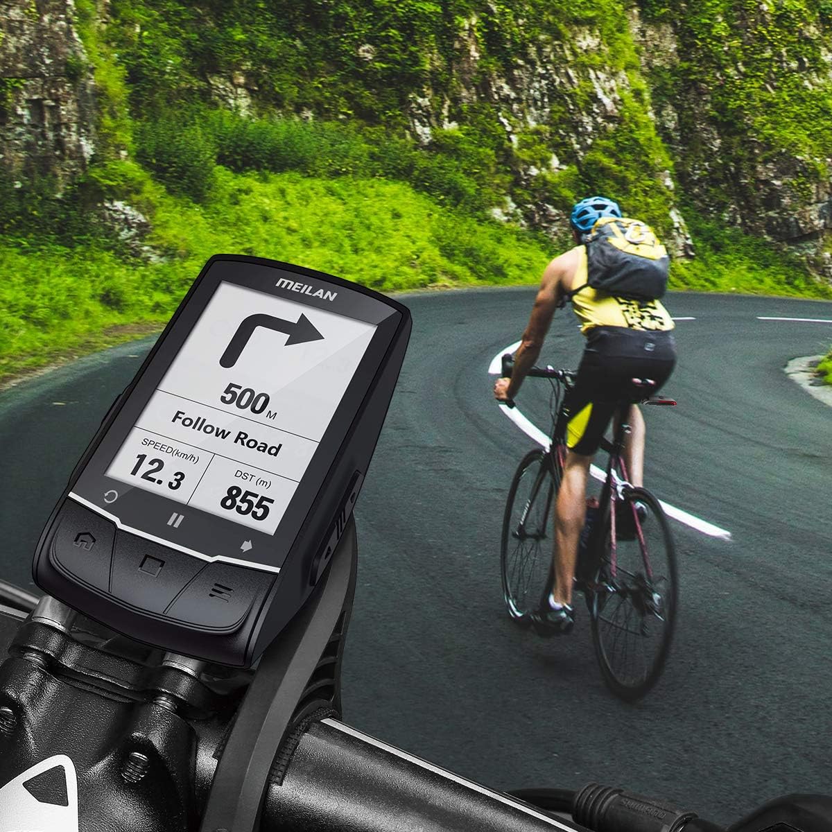 ridstar GPS Bike Computer with Navigation, Bluetooth-Cadence/HR Sensor Connectivity