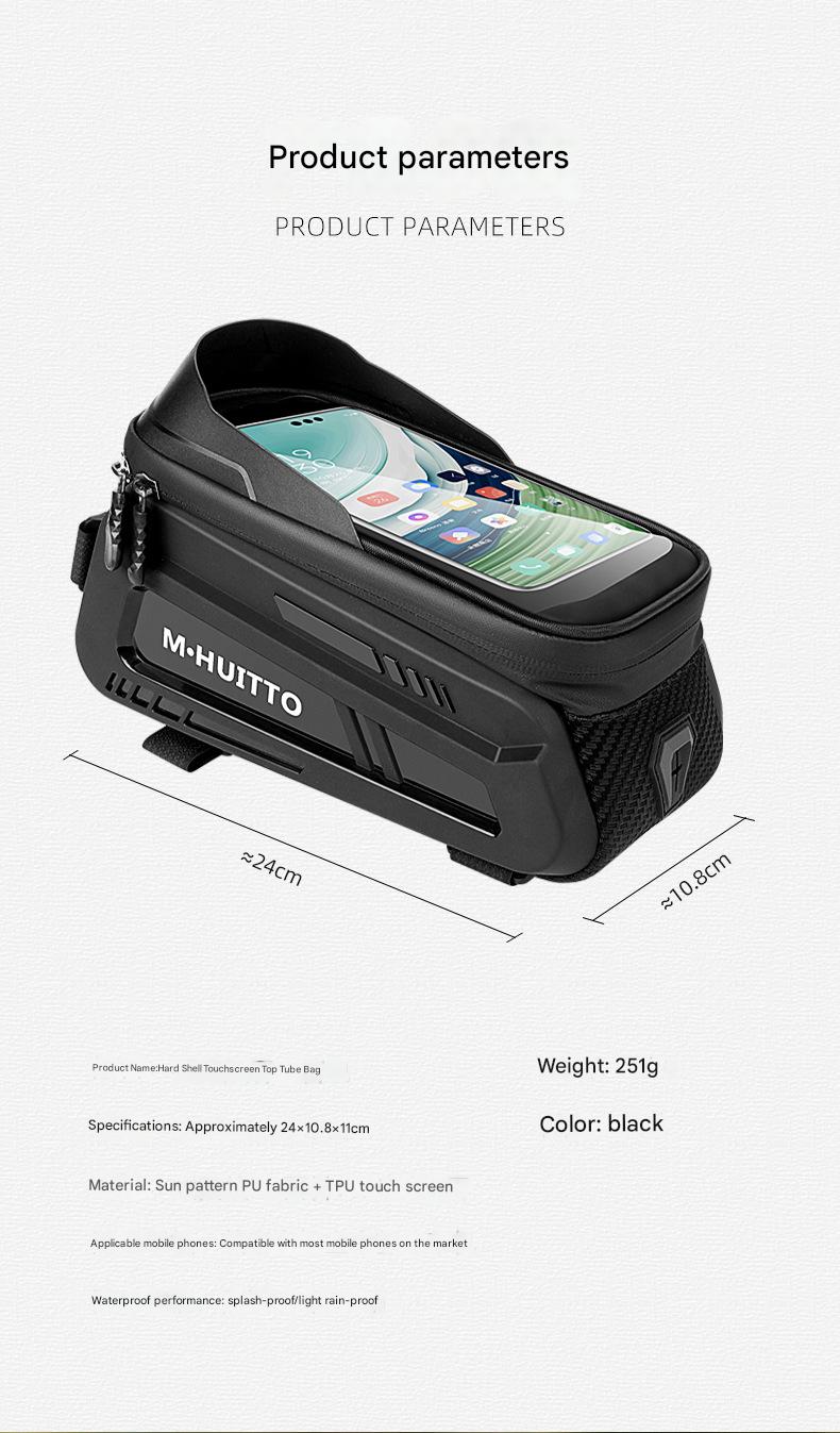 Ridstar Hardshell Touchscreen Bike Bag - 7.8-inch Large Screen Waterproof Top Tube Bag