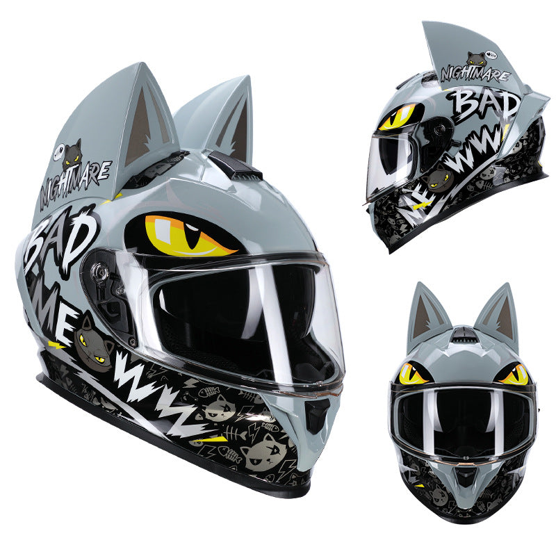 Ridstar DOT Certified Cat Ears Motorcycle Helmet with Visor - Full Face Protection for Men Women
