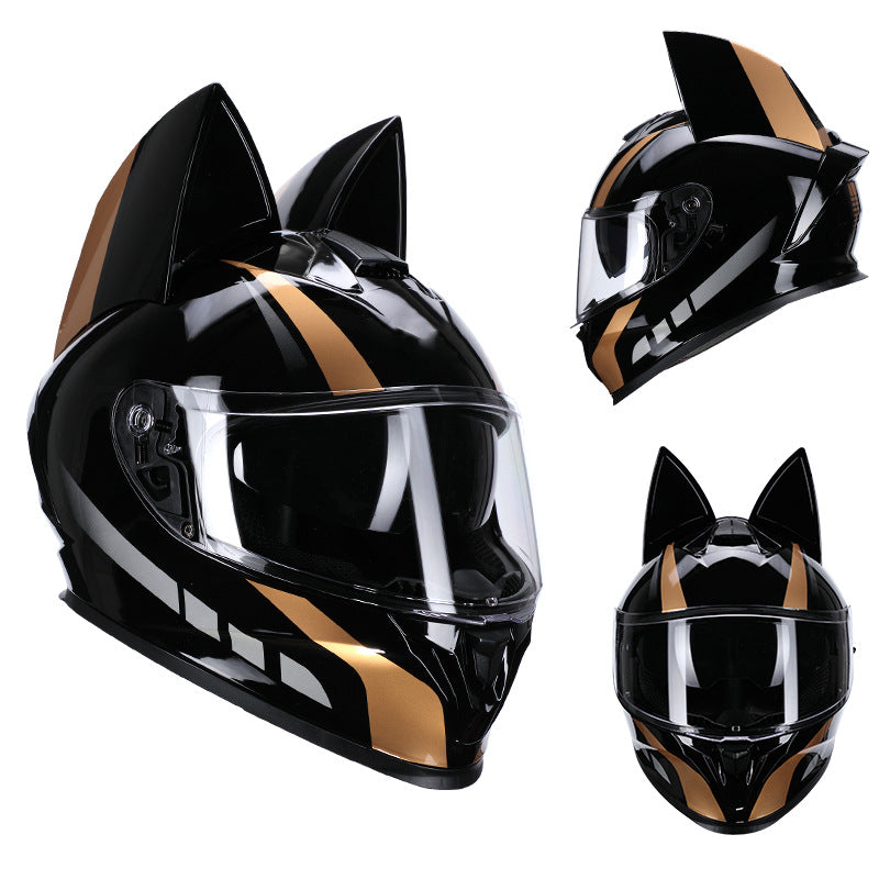 Ridstar DOT Certified Cat Ears Motorcycle Helmet with Visor - Full Face Protection for Men Women