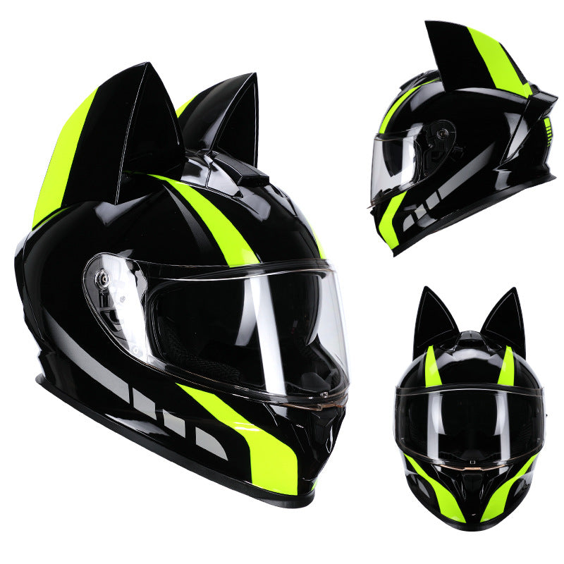 Ridstar DOT Certified Cat Ears Motorcycle Helmet with Visor - Full Face Protection for Men Women