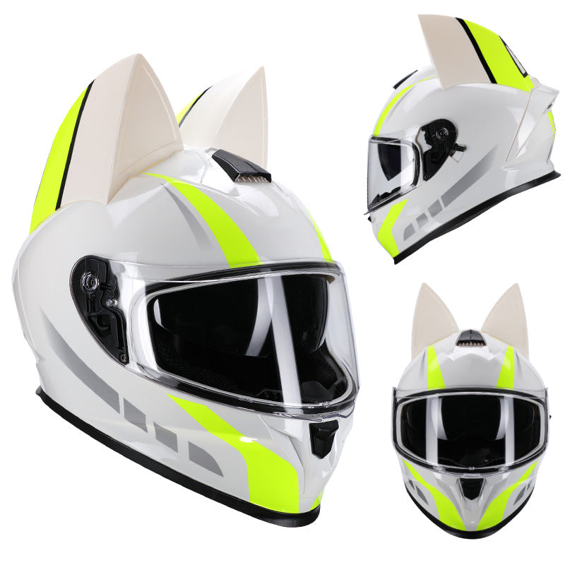 Ridstar DOT Certified Cat Ears Motorcycle Helmet with Visor - Full Face Protection for Men Women