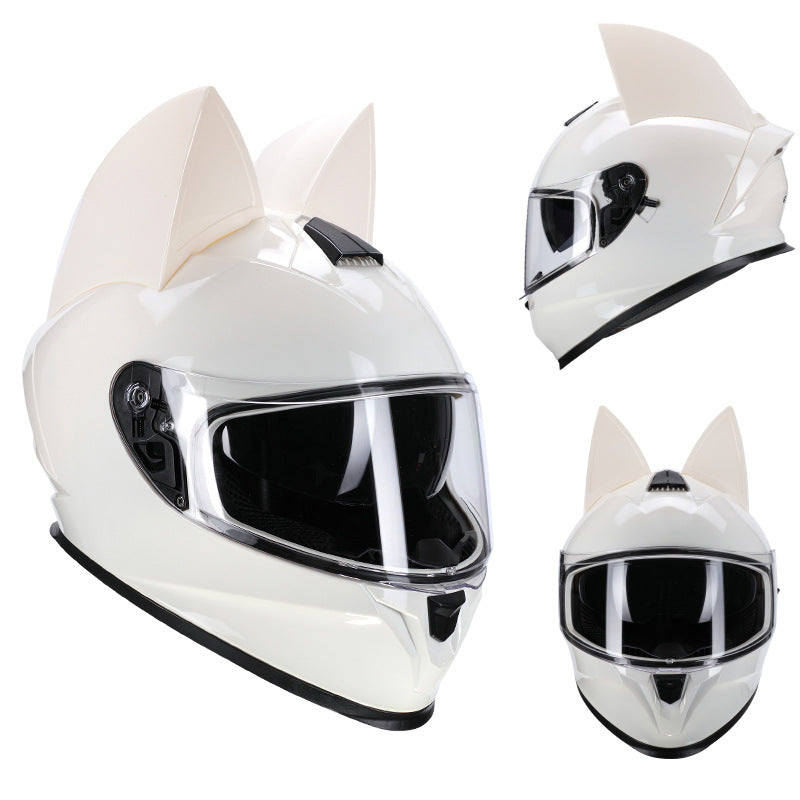 Ridstar DOT Certified Cat Ears Motorcycle Helmet with Visor - Full Face Protection for Men Women