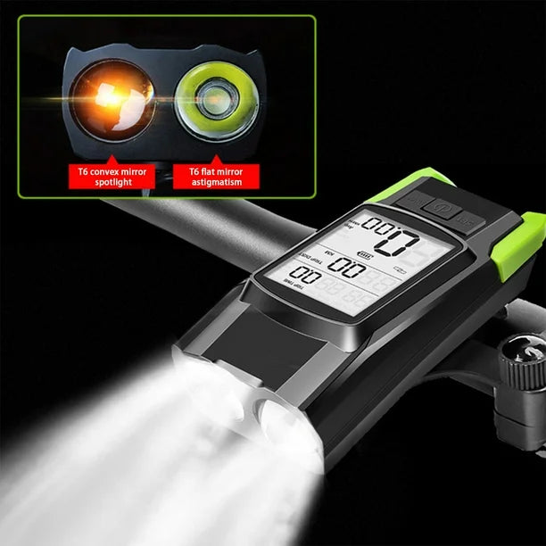 RidStar 3-in-1 Bike Light with Horn & Mount | Wireless Cycling Flashlight for Mountain & Road Bikes