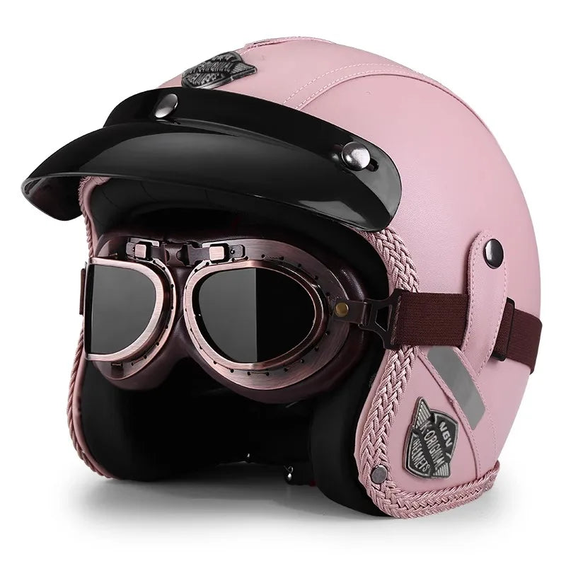 Ridstar Open Face Vintage Motorcycle Helmet | Removable Cruiser Mask | 3/4 Helmet | Breathable All Seasons Protection