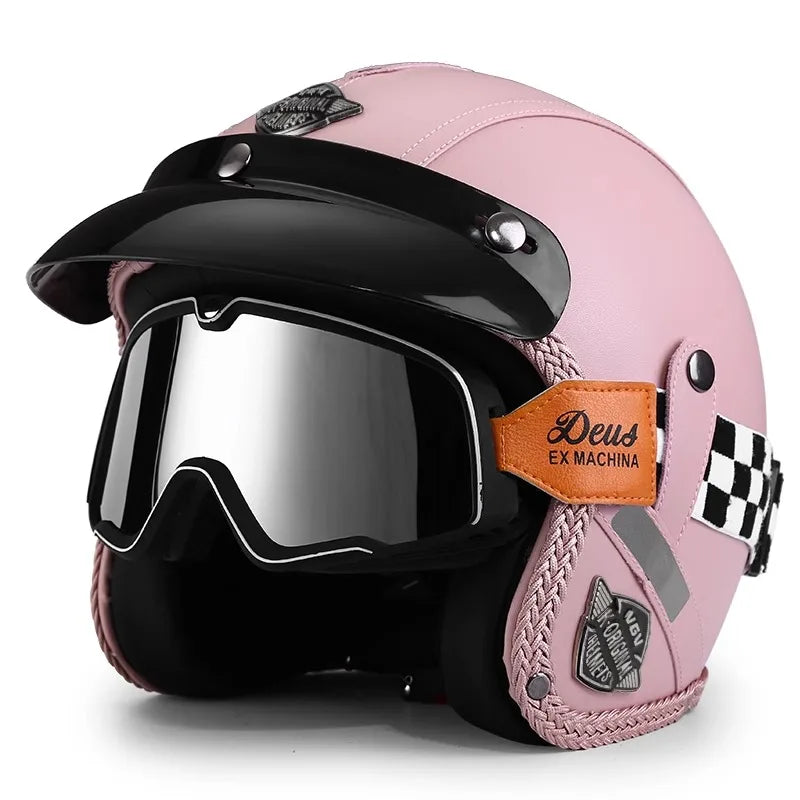 Ridstar Open Face Vintage Motorcycle Helmet | Removable Cruiser Mask | 3/4 Helmet | Breathable All Seasons Protection