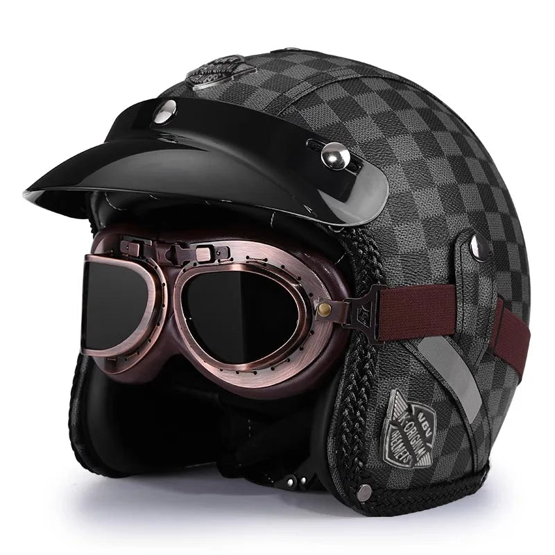 Ridstar Open Face Vintage Motorcycle Helmet | Removable Cruiser Mask | 3/4 Helmet | Breathable All Seasons Protection