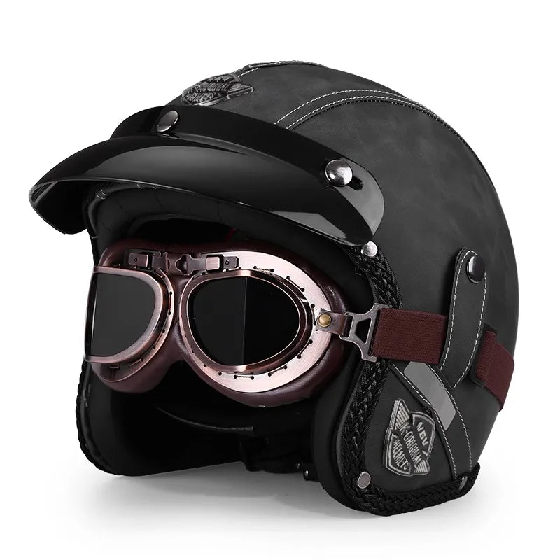 Ridstar Open Face Vintage Motorcycle Helmet | Removable Cruiser Mask | 3/4 Helmet | Breathable All Seasons Protection