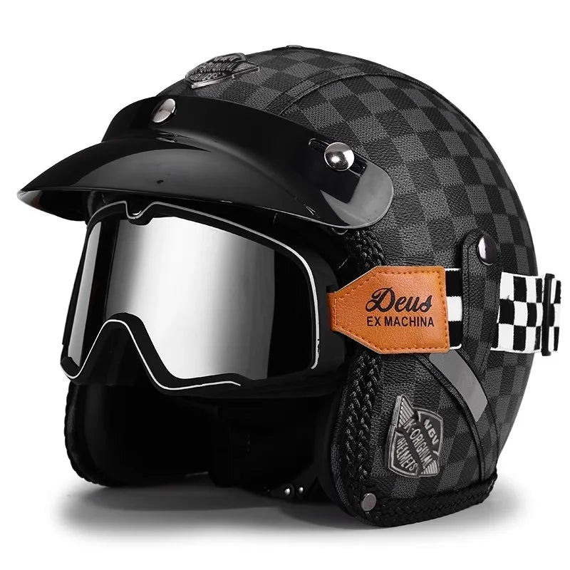 Ridstar Open Face Vintage Motorcycle Helmet | Removable Cruiser Mask | 3/4 Helmet | Breathable All Seasons Protection