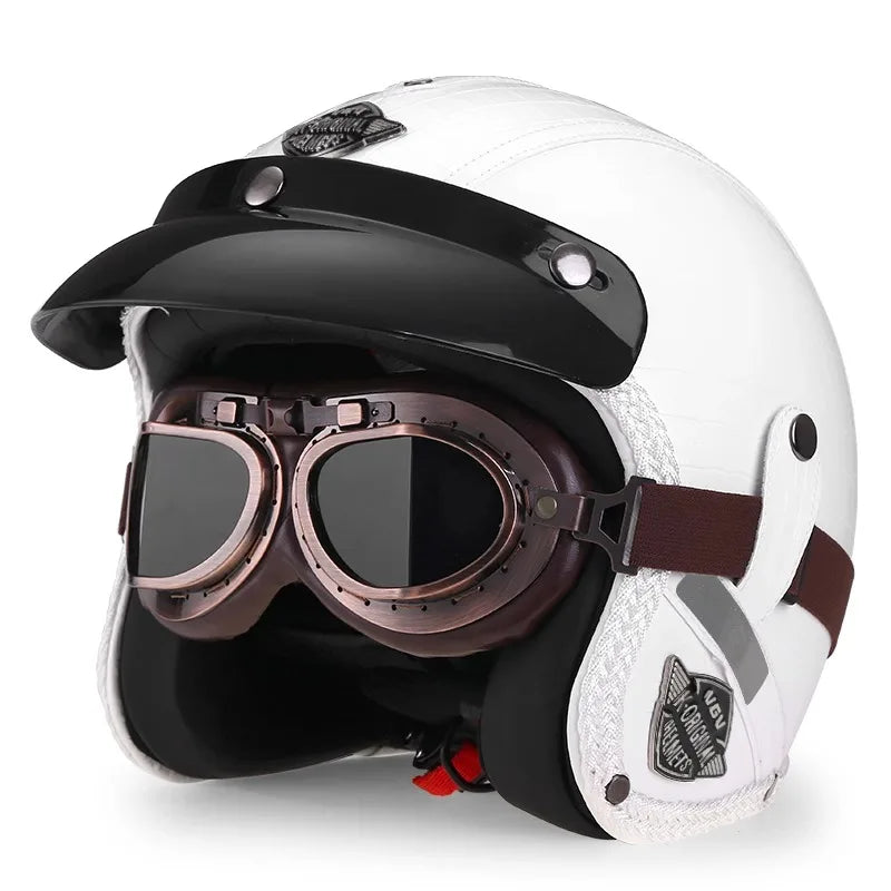 Ridstar Open Face Vintage Motorcycle Helmet | Removable Cruiser Mask | 3/4 Helmet | Breathable All Seasons Protection