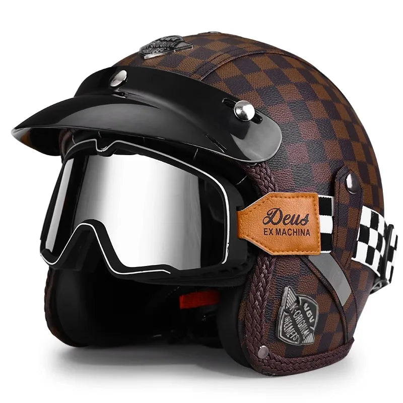 Ridstar Open Face Vintage Motorcycle Helmet | Removable Cruiser Mask | 3/4 Helmet | Breathable All Seasons Protection