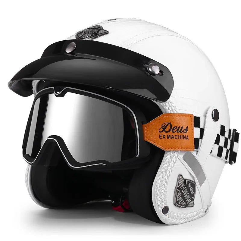 Ridstar Open Face Vintage Motorcycle Helmet | Removable Cruiser Mask | 3/4 Helmet | Breathable All Seasons Protection