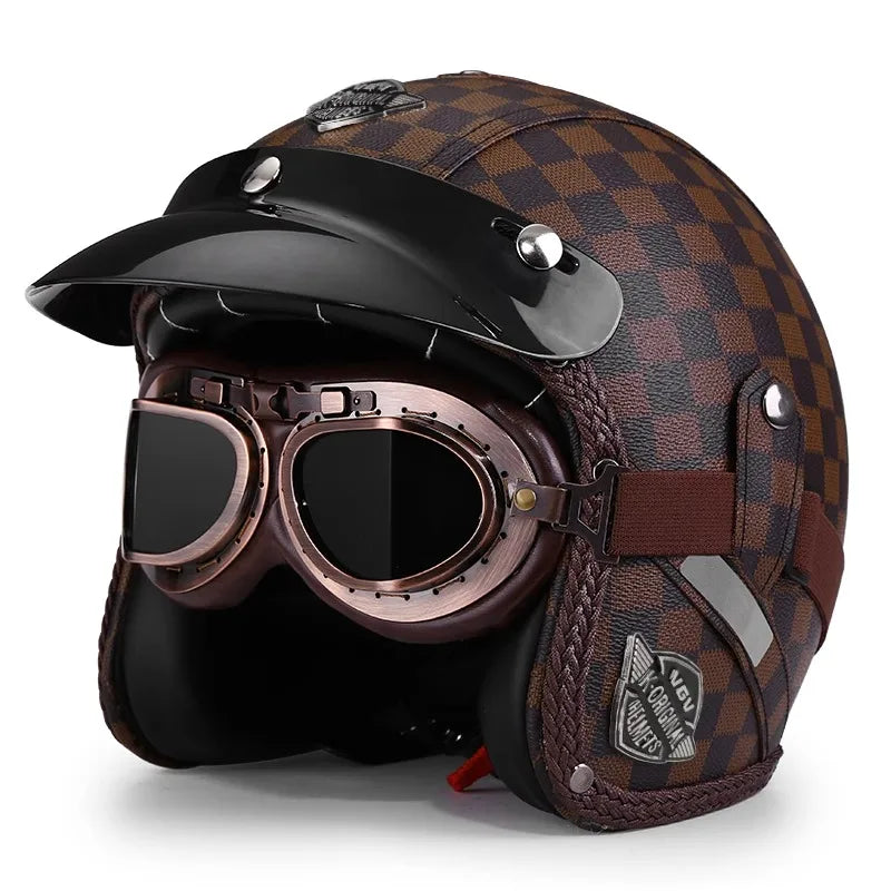 Ridstar Open Face Vintage Motorcycle Helmet | Removable Cruiser Mask | 3/4 Helmet | Breathable All Seasons Protection