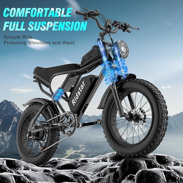 Ridstar Q20 1500W Fat Tire Electric Bicycle Review With Speed Settings