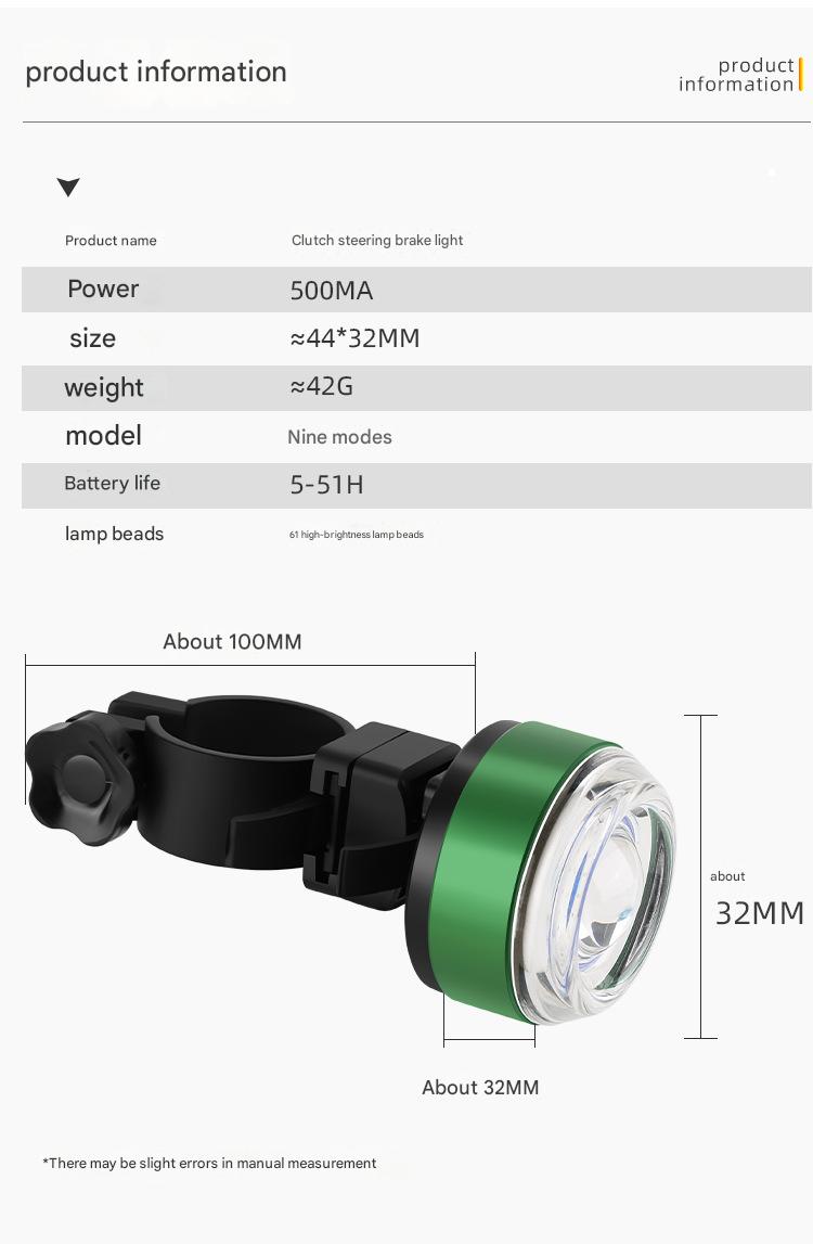 Ridstar Bike Brake Light with Turn Signal - Smart Induction Tail Light for Bicycle Night Riding, 9 Modes