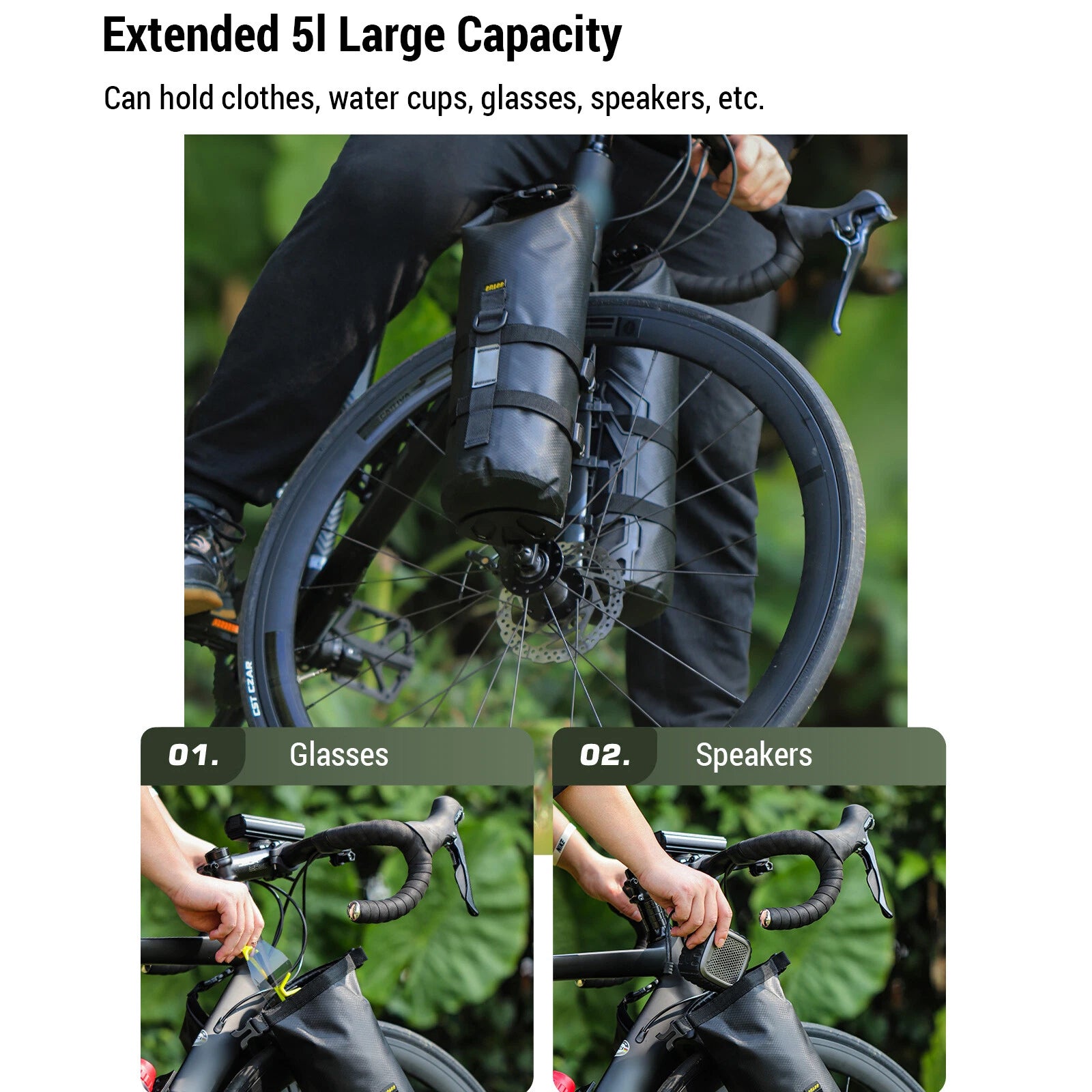 Ridstar Waterproof Bike Fork Bags 5L Capacity - 2 Pack Front Storage Bags Mountain Road Bike Accessories